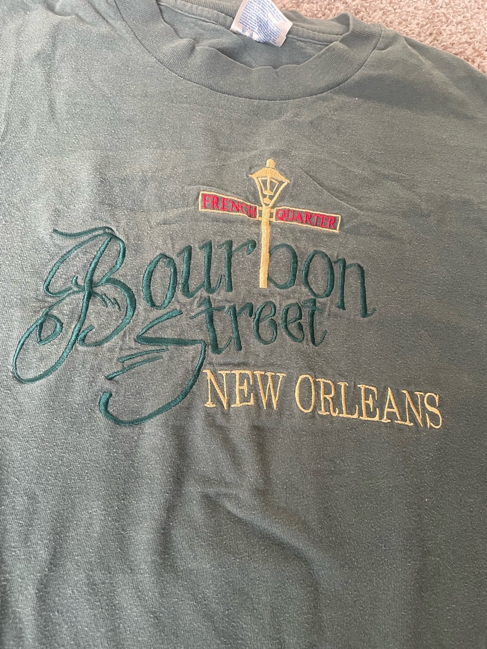 Hanes Beefy Tee Men’s Bourbon Street New Orleans Embroidered Tee